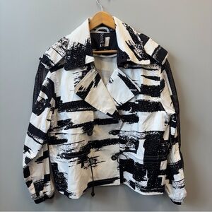 Berek Graphic Brush Utility Jacket XXL Black White Double Breasted